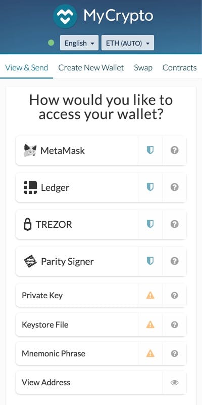 Mobile screenshot of MyCrypto